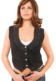 Crochet Trim Leather Halter Vest