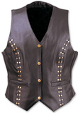 Nickel Buttons Detailed Leather Vest
