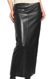 Gloria Black Leather Long Skirt