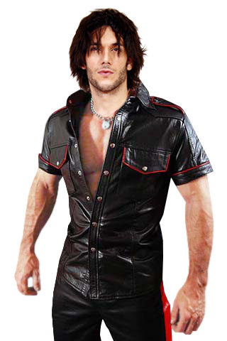 long sleeve leather shirt mens