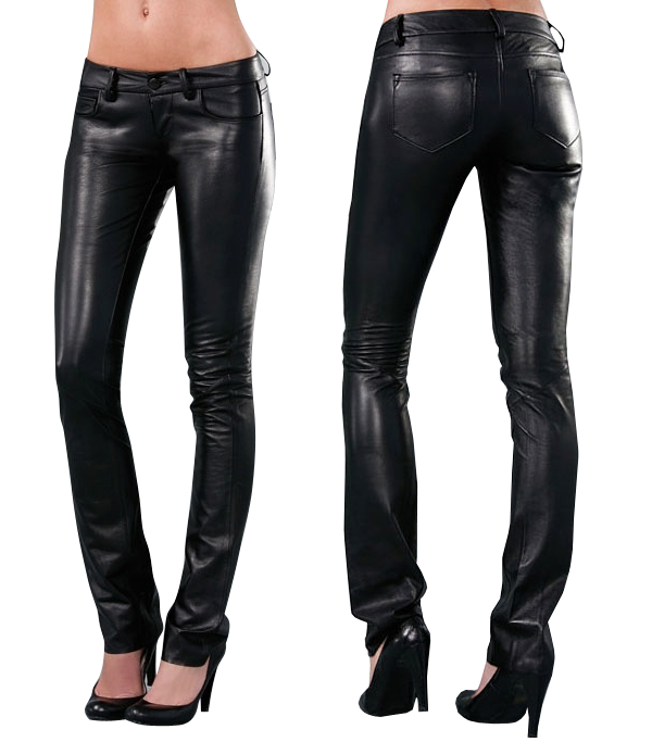 brown skinny leather pants